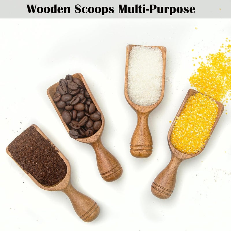 CDEHQFB Wooden Scoops for Canisters 4PCS Wooden Scoop for Jars 4.9″Med-size Acacia Measuring Spoon for Ground Coffee Scoops Shovel Kitchen Scooping for Powder Bath Salt Laundry Detergent Shove-Multipurpose - Image 5